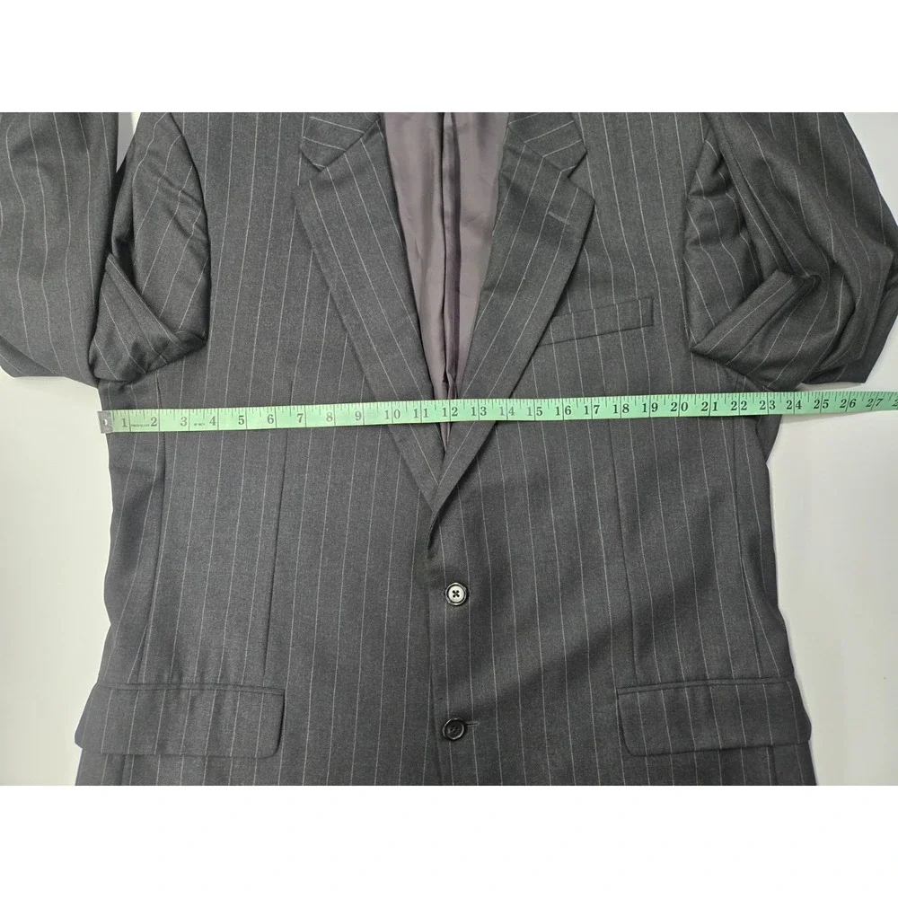Loro Piana Super 130s Hickey Freeman Madison Wool Blazer Blk/Wht Stripe Size 46L